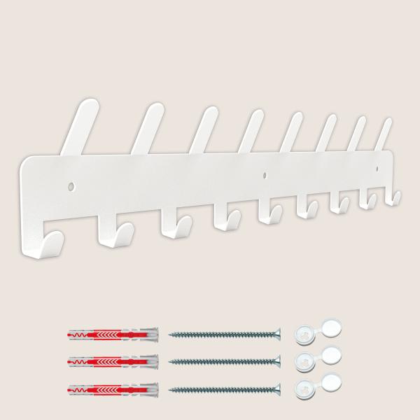Innbee® Hakenleiste Garderobenhaken Wandhaken Kleiderhaken Haken Weiss 8+9 Satz